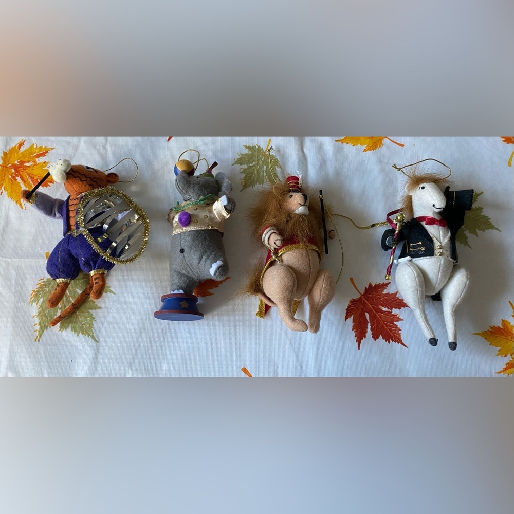 Lot of 4 Seasons of Cannon Falls Heart Felts Circus Animal Felt Ornaments